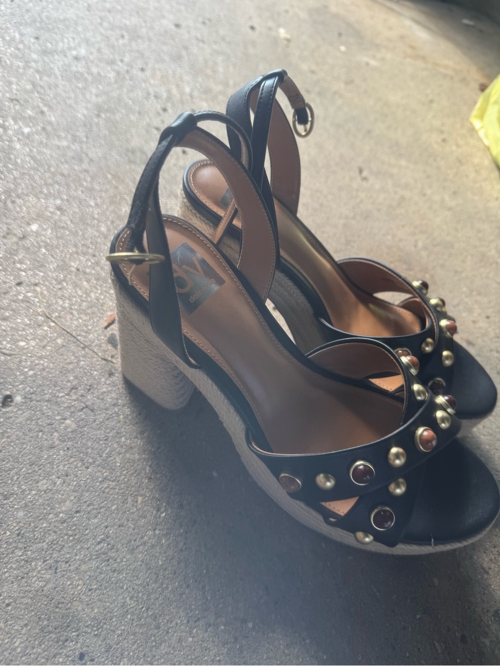 Black Studded Block Heel Sandals - Women